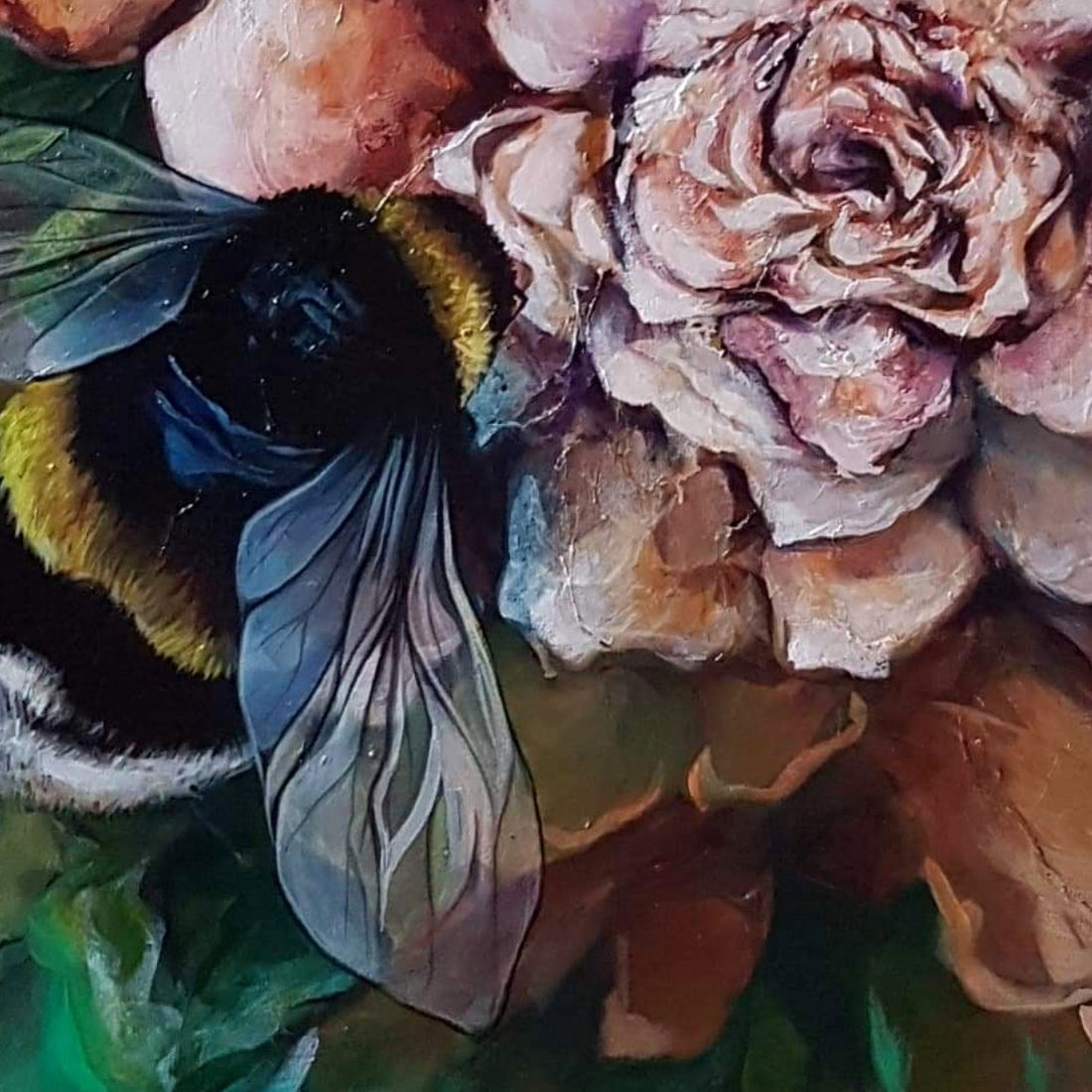 Close-up of a bee on flowers with a soft focus background